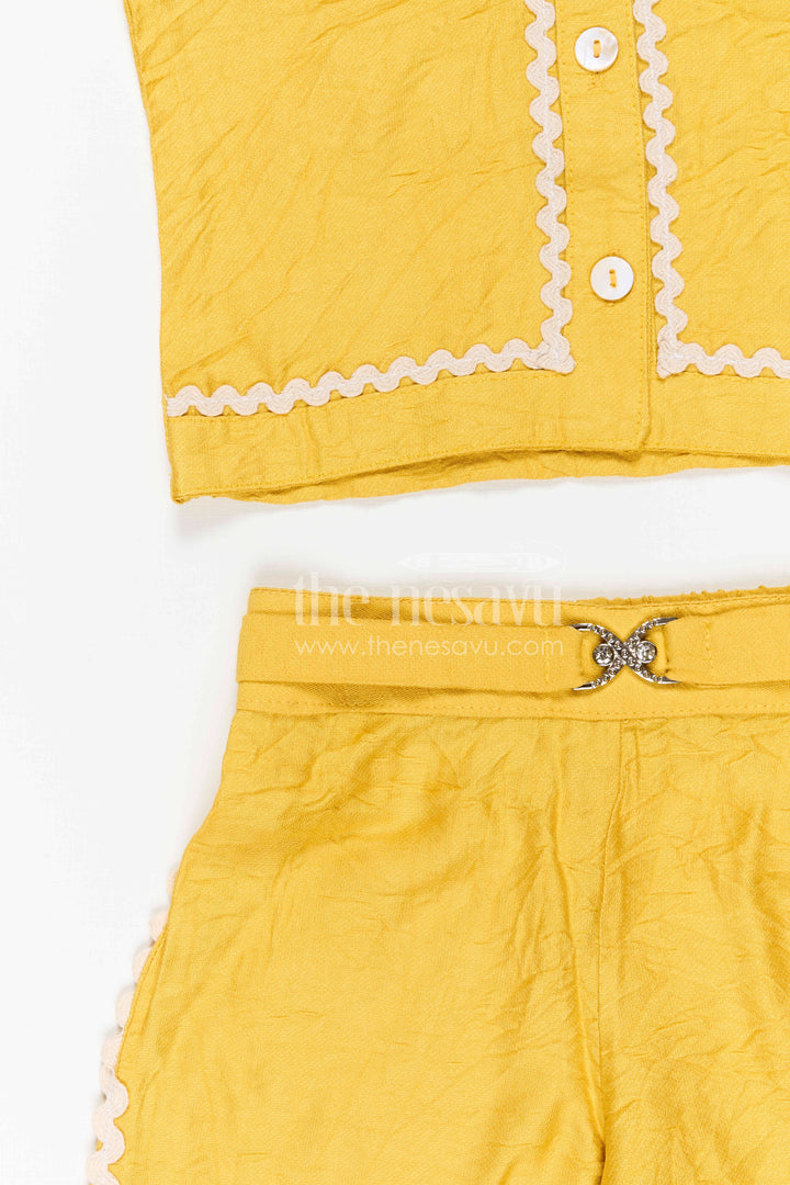 The Nesavu Girls Co-Ord Sets Girls Trendy Bubble Crepe Co-ord Set for Casual Outings and Playful Summer Style Nesavu Nesavu girls bubble crepe co-ord set for casual outings summer wear and kids fashion