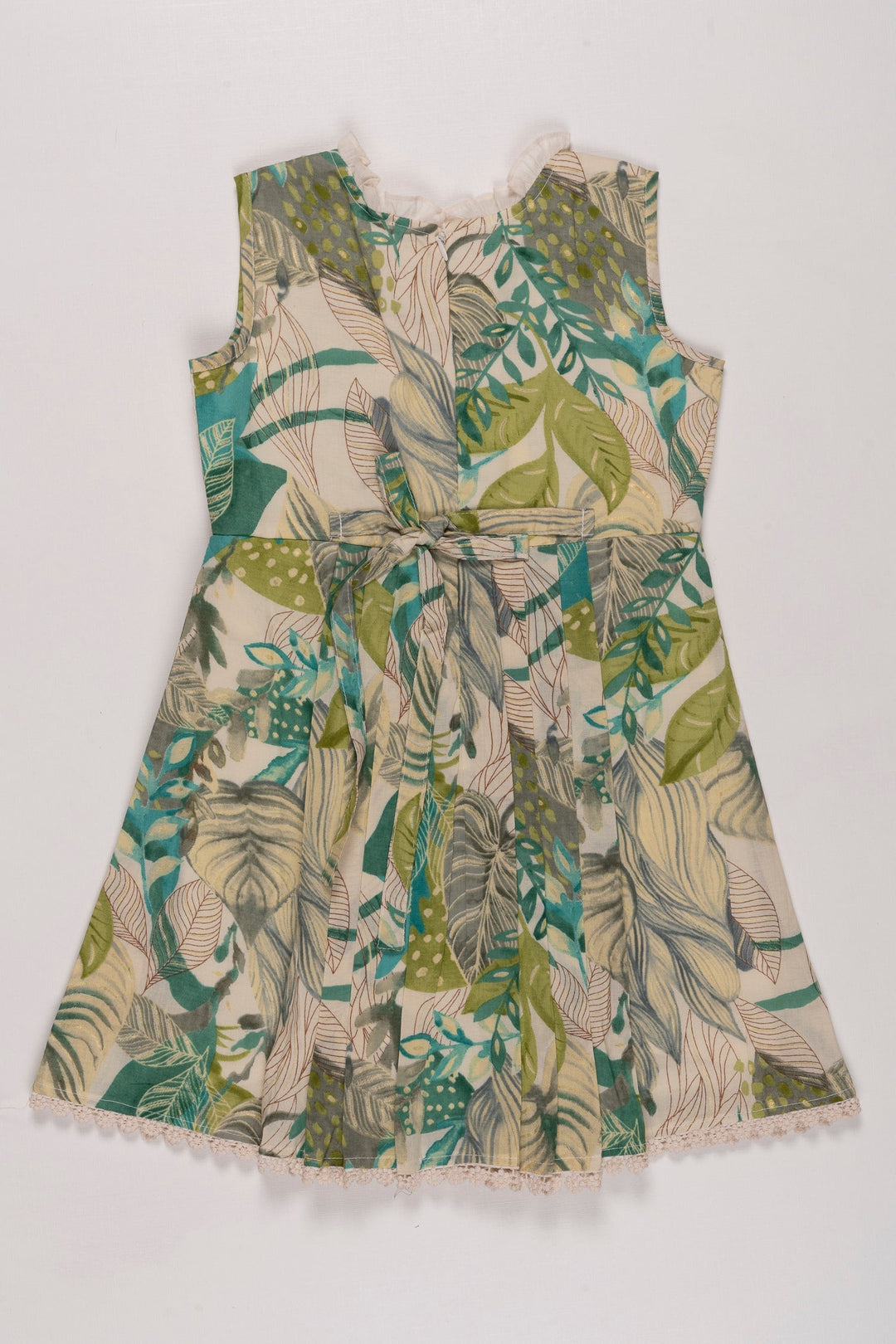 The Nesavu Girls Cotton Frock Girls Tropical Botanical Printed Cotton Frock - Chic Summer Wear Nesavu Tropical Print Cotton Frock for Girls | Stylish Summer Dresses | The Nesavu