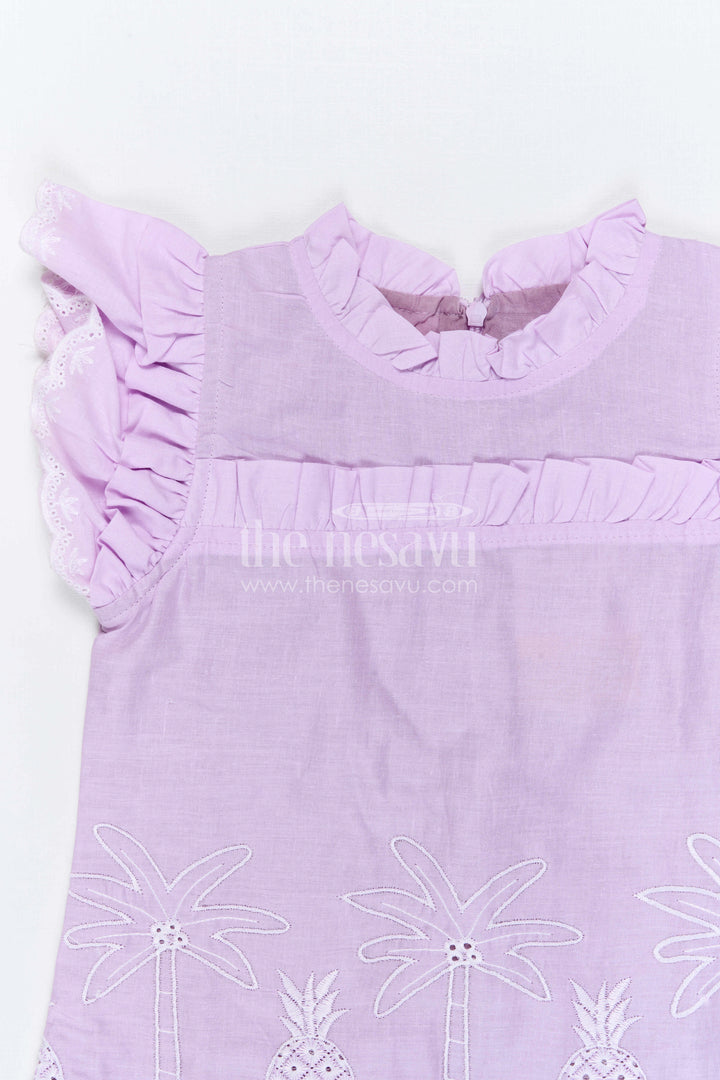The Nesavu Girls Co-Ord Sets Girls Tropical Co Ord Outfit for Holiday Photo Moments Nesavu Nesavu Girls Tropical Embroidered Co Ord Outfit With Relaxed Fit Pants For Holiday Outings