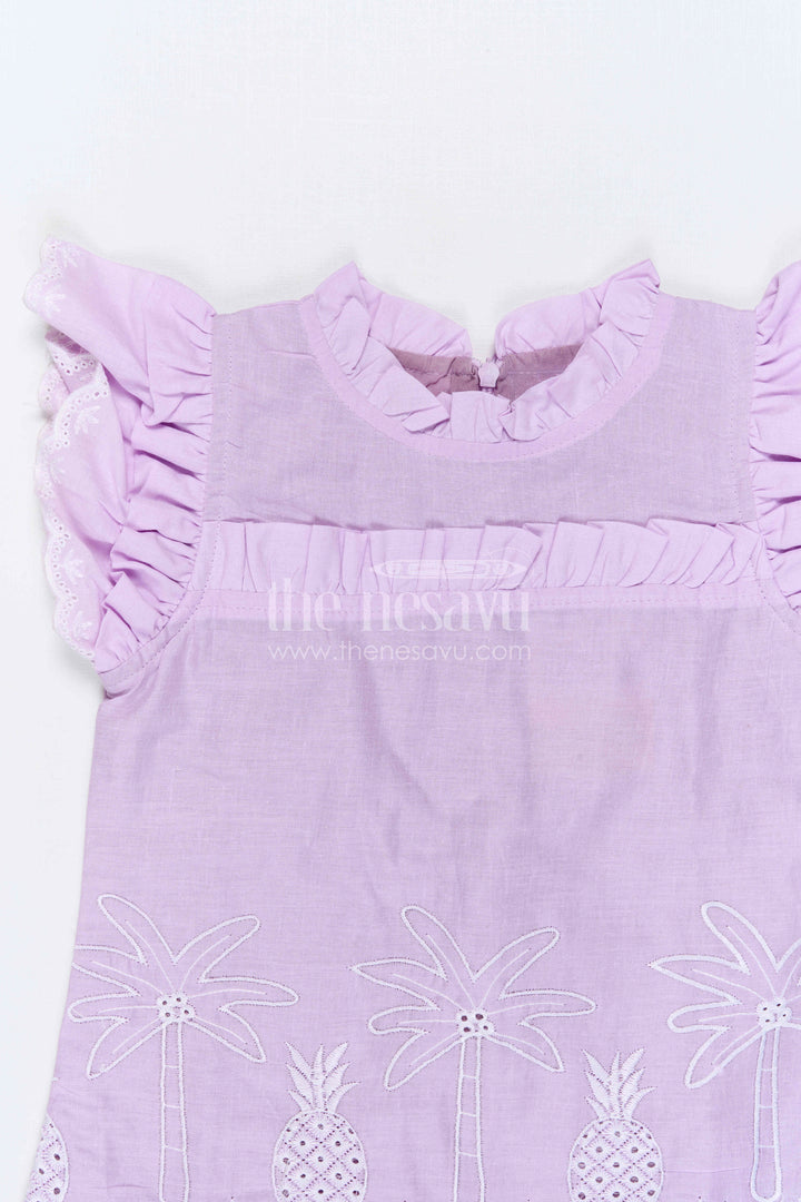 The Nesavu Girls Co-Ord Sets Girls Tropical Co Ord Outfit for Holiday Photo Moments Nesavu Nesavu Girls Tropical Embroidered Co Ord Outfit With Relaxed Fit Pants For Holiday Outings
