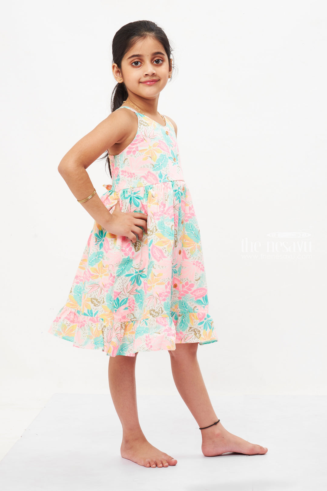 The Nesavu Girls Cotton Frock Girls Tropical Print Summer Frock - Vibrant and Breezy Nesavu Shop Girls Summer Dresses | Floral Fun for Playful Days | The Nesavu