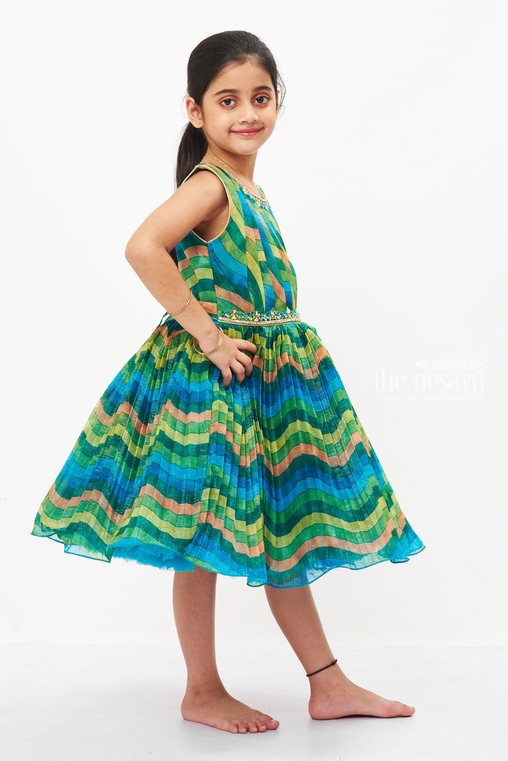 The Nesavu Silk Party Frock Girls Wave-Patterned Silk Frock - Custom Pattu Elegance for Parties and Celebrations Nesavu Shop Unique Wave-Patterned Girls Pattu Silk Frocks | New Party Wear Collection | The Nesavu