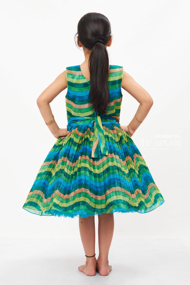 The Nesavu Silk Party Frock Girls Wave-Patterned Silk Frock - Custom Pattu Elegance for Parties and Celebrations Nesavu Shop Unique Wave-Patterned Girls Pattu Silk Frocks | New Party Wear Collection | The Nesavu