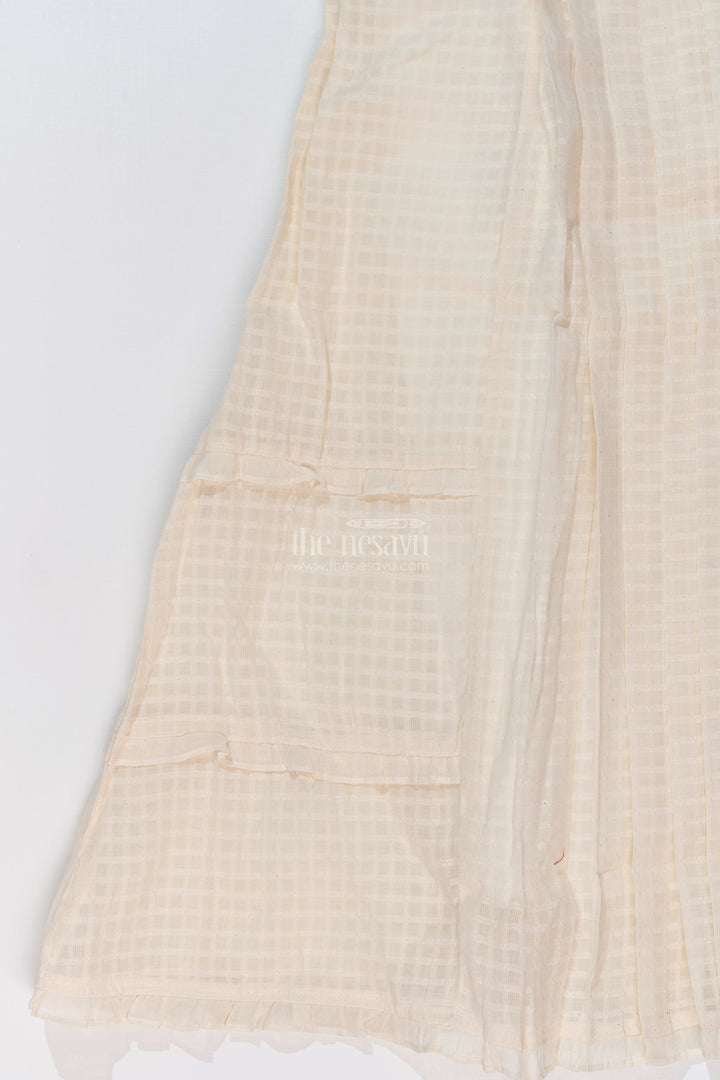 The Nesavu Girls Cotton Frock Girls White Lace Frock with Delicate Embroidery and Pleated Skirt for a Timeless Look Nesavu Nesavu Girls White Lace Frock Delicate Embroidery Pleated Flared Skirt