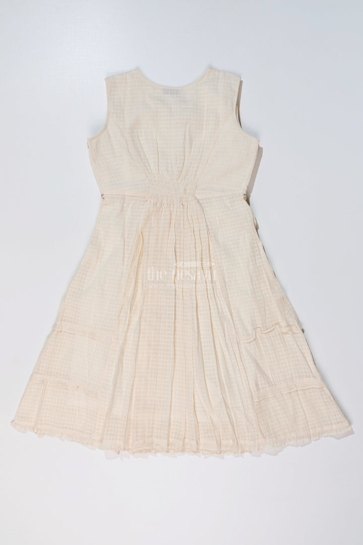 The Nesavu Girls Cotton Frock Girls White Lace Frock with Delicate Embroidery and Pleated Skirt for a Timeless Look Nesavu Nesavu Girls White Lace Frock Delicate Embroidery Pleated Flared Skirt