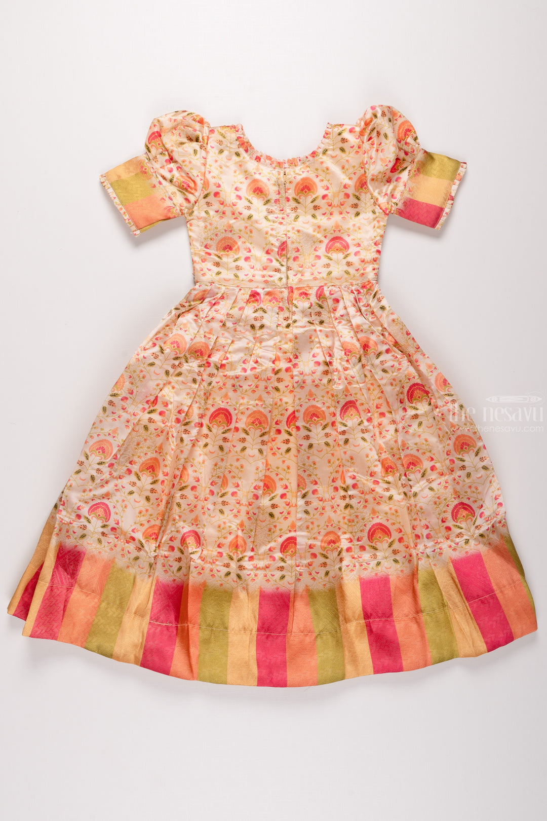 The Nesavu Girls Party Gown Golden Radiance: Girls Mirror Embroidered Yellow Party Gown Nesavu Classic Meets Contemporary | Anarkali Dresses for Little Girls | The Nesavu