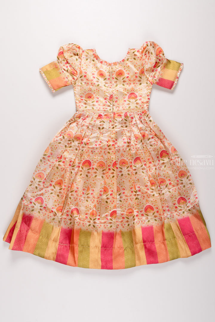 The Nesavu Girls Party Gown Golden Radiance: Girls Mirror Embroidered Yellow Party Gown Nesavu Classic Meets Contemporary | Anarkali Dresses for Little Girls | The Nesavu