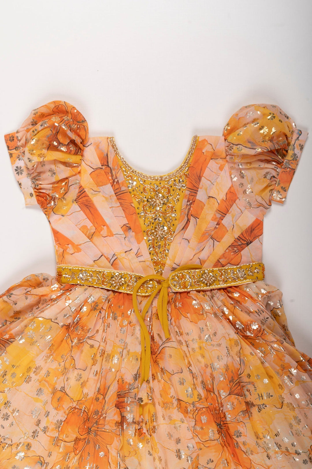 Yellow Sequin Silk Frock for Girls | The Nesavu The Nesavu Yellow Sequin Silk Frock for Girls | The Nesavu The Nesavu