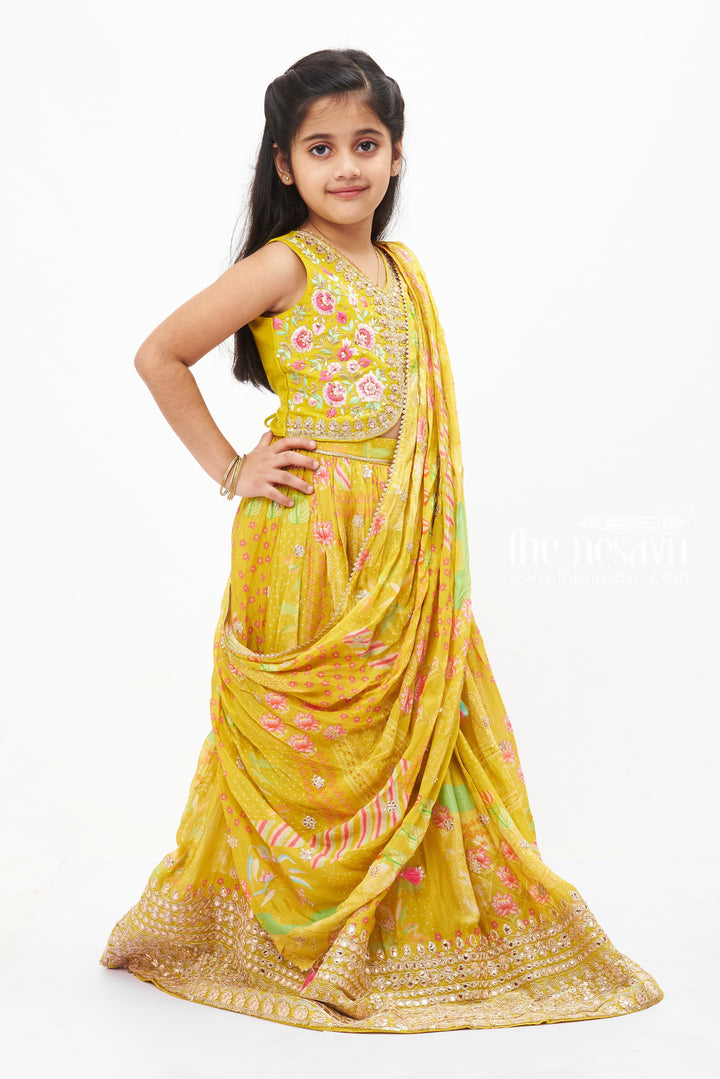 The Nesavu Girls Lehenga Choli Golden Yellow Sunshine Lehenga Set for Girls Nesavu Girls Festive Golden Yellow Lehenga Set | Traditional Indian Wear | The Nesavu