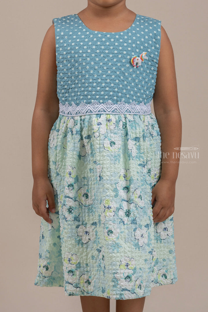 The Nesavu Baby Frock / Jhabla Gorgeous Dot Printed Gray Yoke With Floral Printed Green Frock For baby Girls psr silks Nesavu