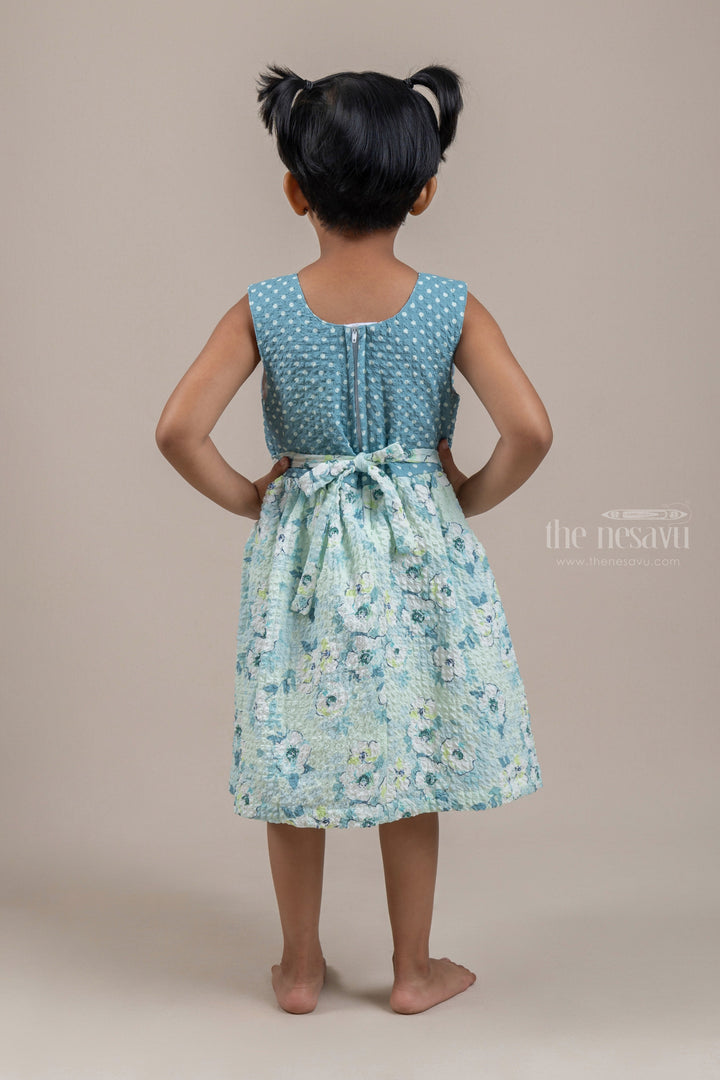 The Nesavu Baby Frock / Jhabla Gorgeous Dot Printed Gray Yoke With Floral Printed Green Frock For baby Girls psr silks Nesavu