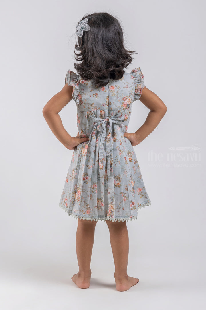 The Nesavu Baby Cotton Frocks Gorgeous Green Floral Printed Pleated Soft Cotton Frock For Baby Girls psr silks Nesavu