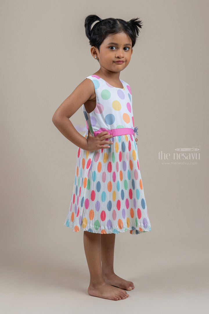 The Nesavu Baby Frock / Jhabla Gorgeous Multicolored Polka Dot Printed White Party Wear Frock For Baby Girls psr silks Nesavu