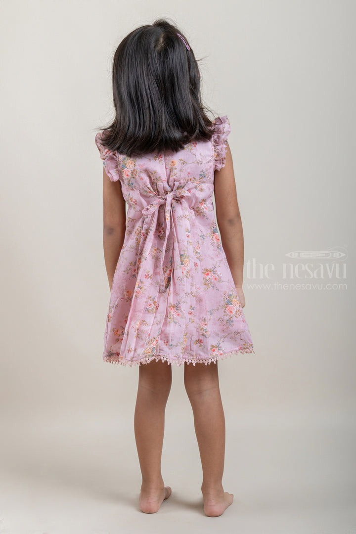 The Nesavu Baby Cotton Frocks Gorgeous Salmon Pink Floral Printed Pleated Cotton Frock For Baby Girls Nesavu Latest Frock Design For Girls | Baby Frock Suit | The Nesavu