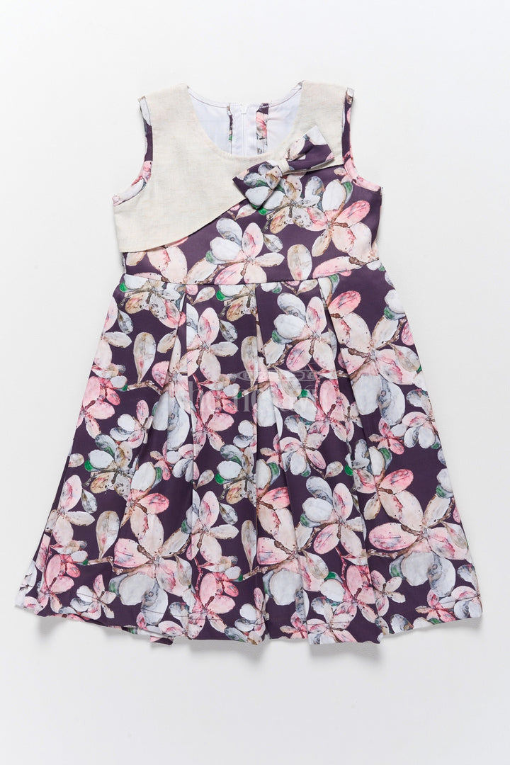 The Nesavu Girls Fancy Frock Graceful One-Piece Girls Frock with Bold Floral Design in Georgette Fabric Nesavu 20 (3Y) / Multicolor GFC1540B-20 Nesavu One-Piece Georgette Girls Frock Vibrant Floral Prints Weddings