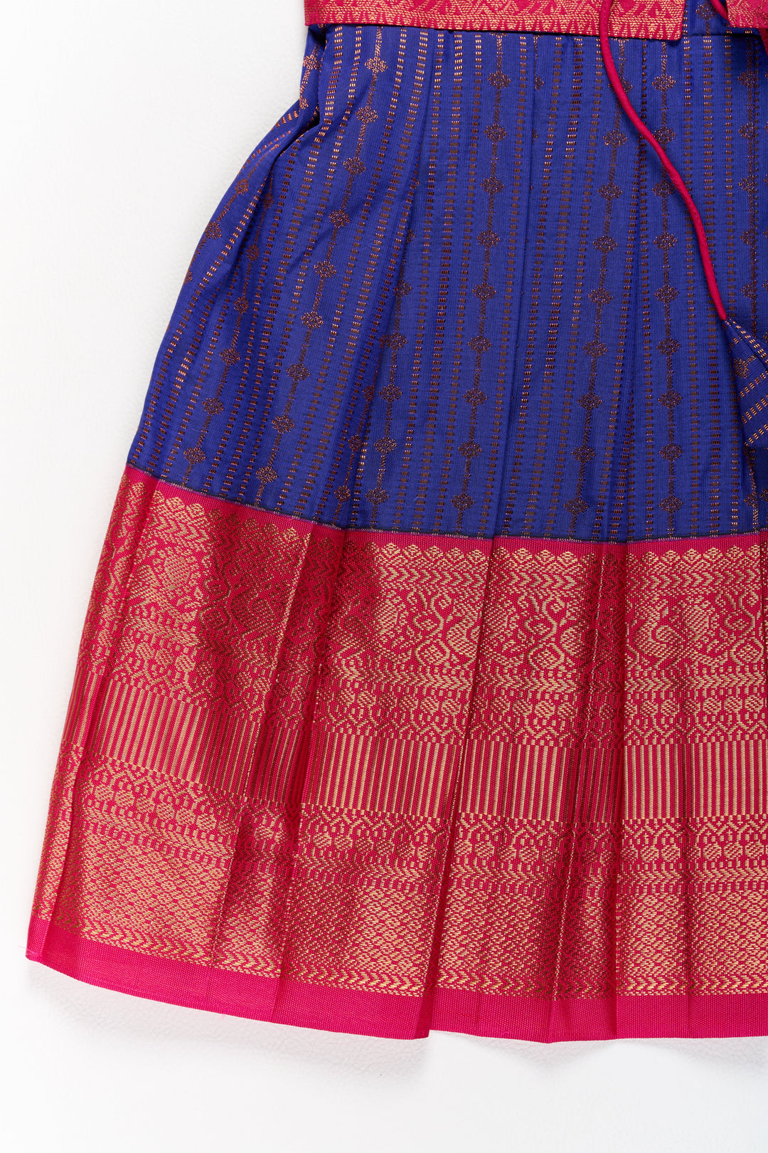 The Nesavu Silk Frock Graceful Purple and Pink Pattu Saree Frock for Girls with Zari Borders and Tie-Up Back Nesavu Nesavu Graceful Purple Pink Pattu Saree Frock Girls Zari Borders Tie-Up Back