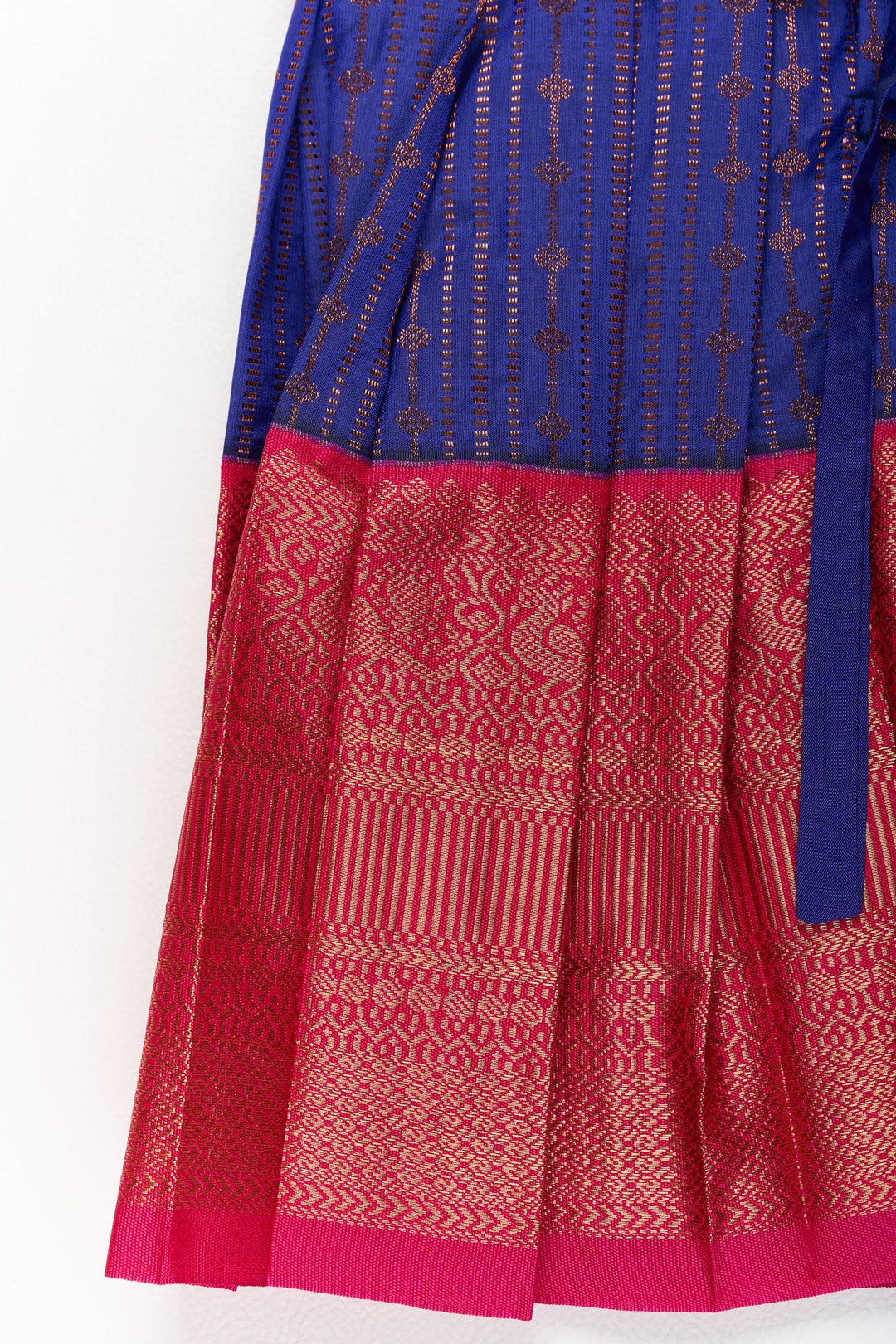 The Nesavu Silk Frock Graceful Purple and Pink Pattu Saree Frock for Girls with Zari Borders and Tie-Up Back Nesavu Nesavu Graceful Purple Pink Pattu Saree Frock Girls Zari Borders Tie-Up Back