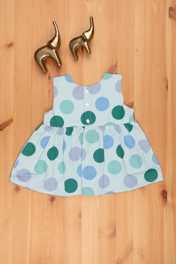 The Nesavu Baby Frock / Jhabla Green Baby Dress with Timeless Polka Dot Design Nesavu Fancy Dresses For baby Girls | Buy Green Baby Frocks online | The Nesavu