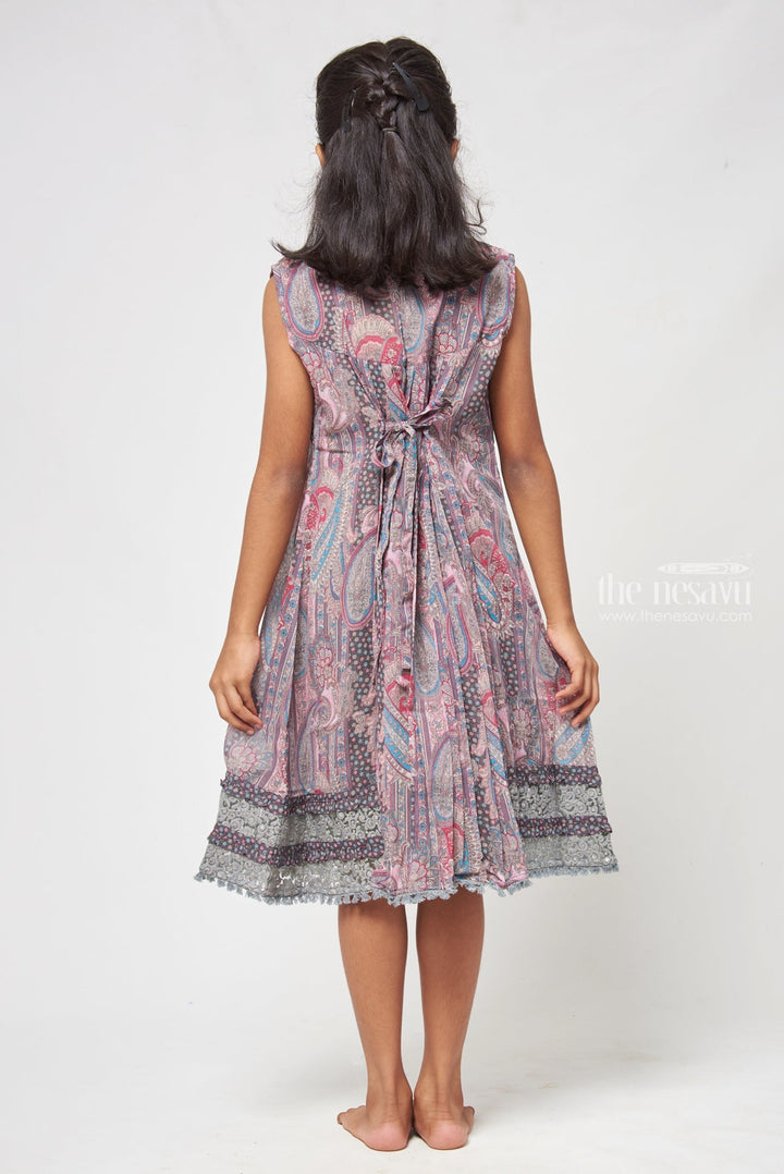 The Nesavu Girls Fancy Frock Green Chikankari Pleated Cotton Frock - Stylish Mandarin Collar for Girls Nesavu Chikankari Cotton Frocks | New Cotton Frock Designs | The Nesavu