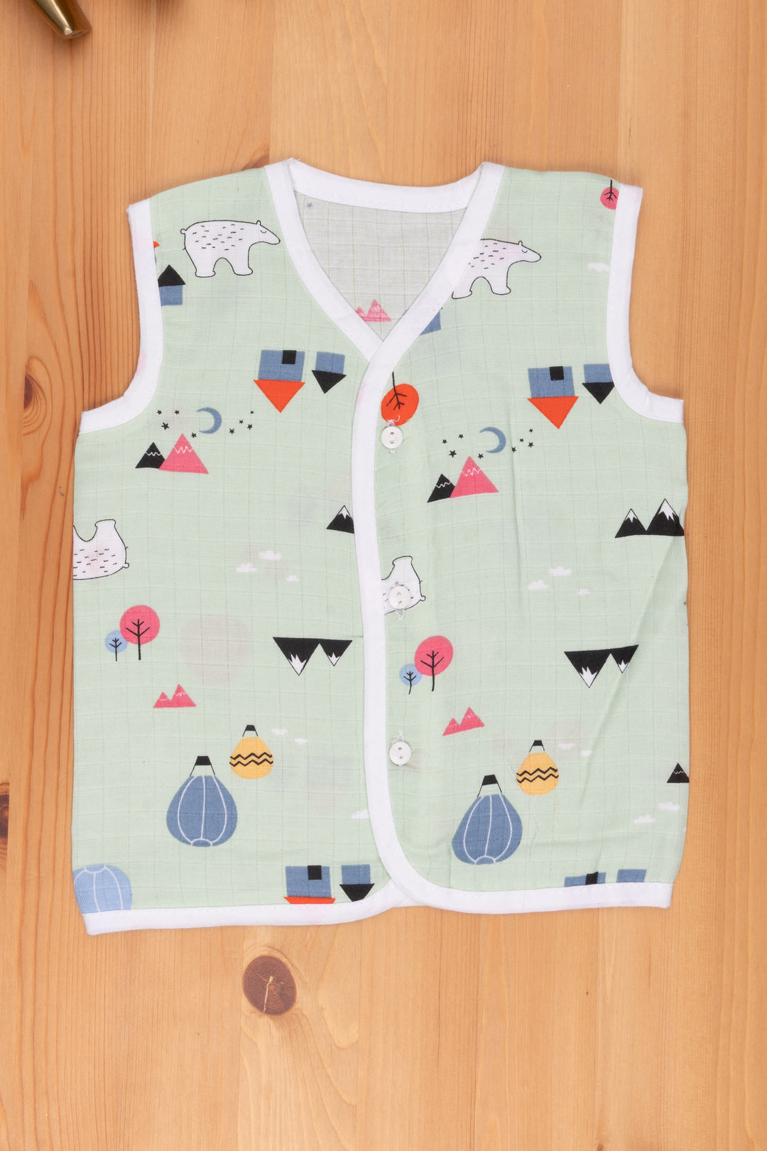 The Nesavu Baby Jhables Green Cotton Baby Jhabla: Pretty Cartoon Printed Design Nesavu 12 (3M) / Green IF007A-12 Kids Infants Dresses Online | Cartoon Dress For Babys | The Nesavu