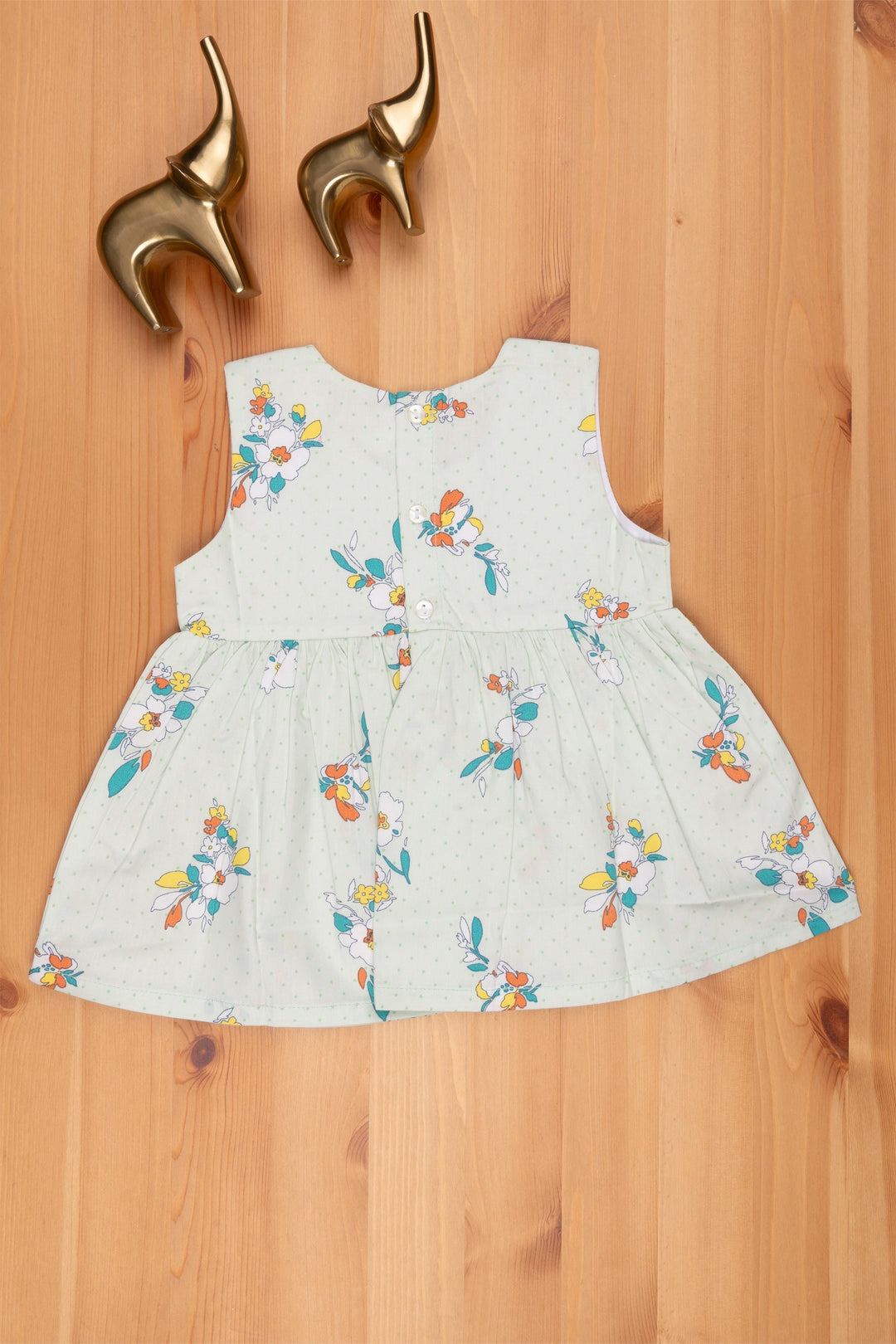 The Nesavu Baby Cotton Frocks Green Elegance Enchanting Floral Printed Designer Frock for Toddler Girls Nesavu Fancy Frock Collection For Babys | Baby Dress Online | The Nesavu