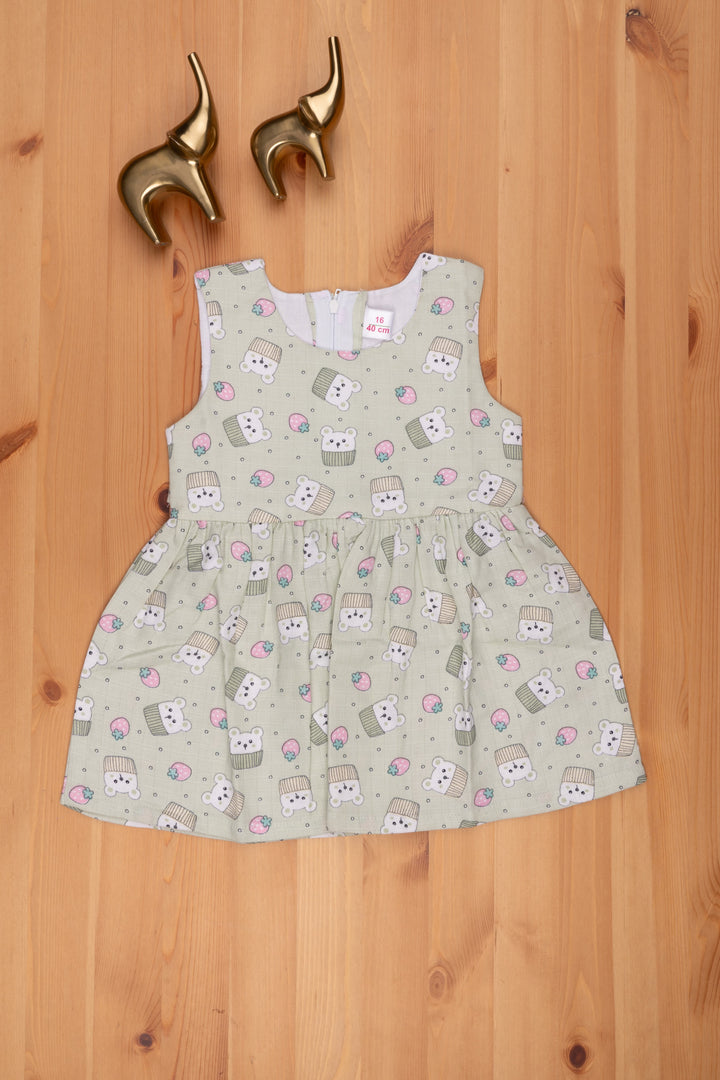 The Nesavu Baby Frock / Jhabla Green Teddy-Print Fancy Dress: Adorable Baby Fashion Nesavu 16 (1Y) / Green BFJ440B-16 Cartoon Printed Frock Online | Buy Fancy Frock For baby Girl | The Nesavu