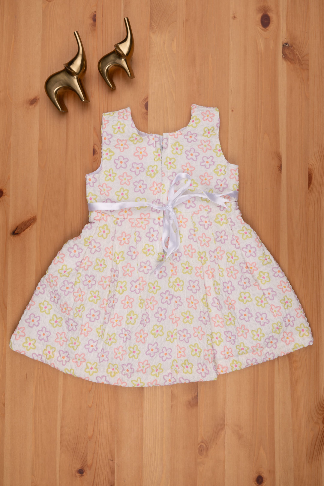 The Nesavu Baby Frock / Jhabla Green-White Chikan Designer Dress for Infants Nesavu New Born Baby Frock Online | Floral Green Baby Frock | The Nesavu