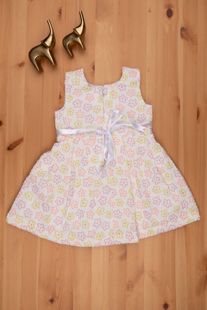 The Nesavu Baby Frock / Jhabla Green-White Chikan Designer Dress for Infants Nesavu New Born Baby Frock Online | Floral Green Baby Frock | The Nesavu