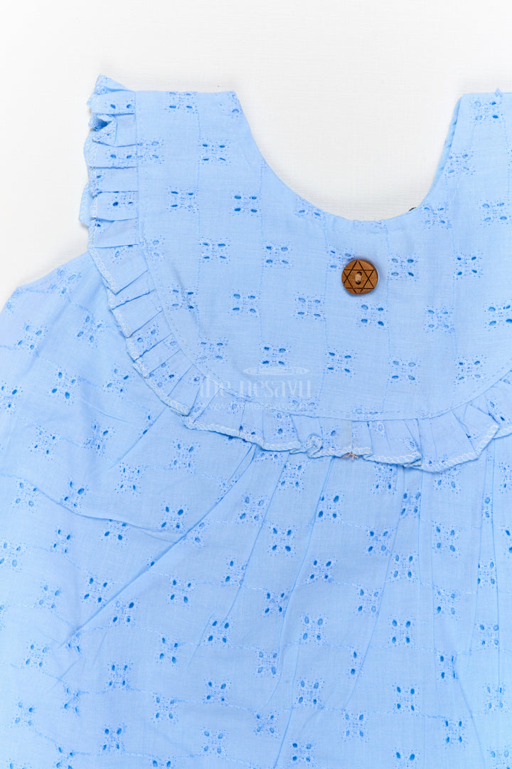 The Nesavu Baby Cotton Frocks Hakoba Cotton Frock for Baby Girls with Ruffled Neckline for Festive Days Nesavu Nesavu hakoba cotton frock with ruffled neckline for baby girls’ festive and family occasions