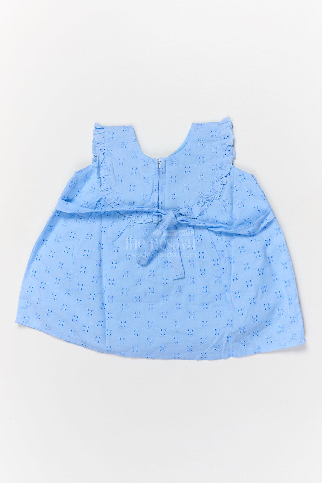 The Nesavu Baby Cotton Frocks Hakoba Cotton Frock for Baby Girls with Ruffled Neckline for Festive Days Nesavu Nesavu hakoba cotton frock with ruffled neckline for baby girls’ festive and family occasions