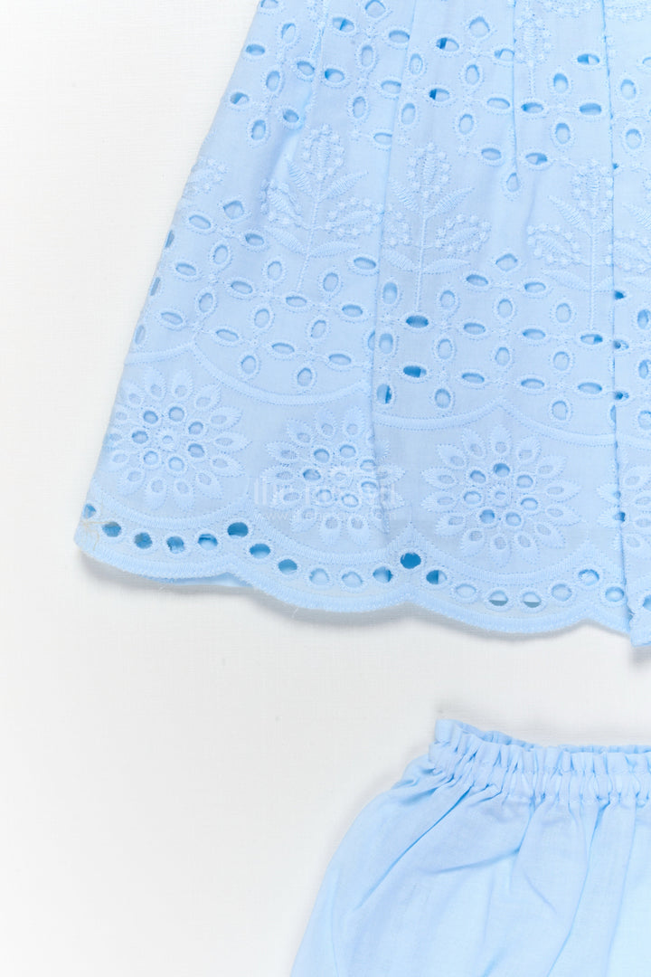 The Nesavu Baby Cotton Frocks Hakoba Embroidered Cotton Frock Set for Baby Girls with Bloomers Nesavu Nesavu baby girl hakoba frock set with embroidery and bloomers for naming day or festive wear