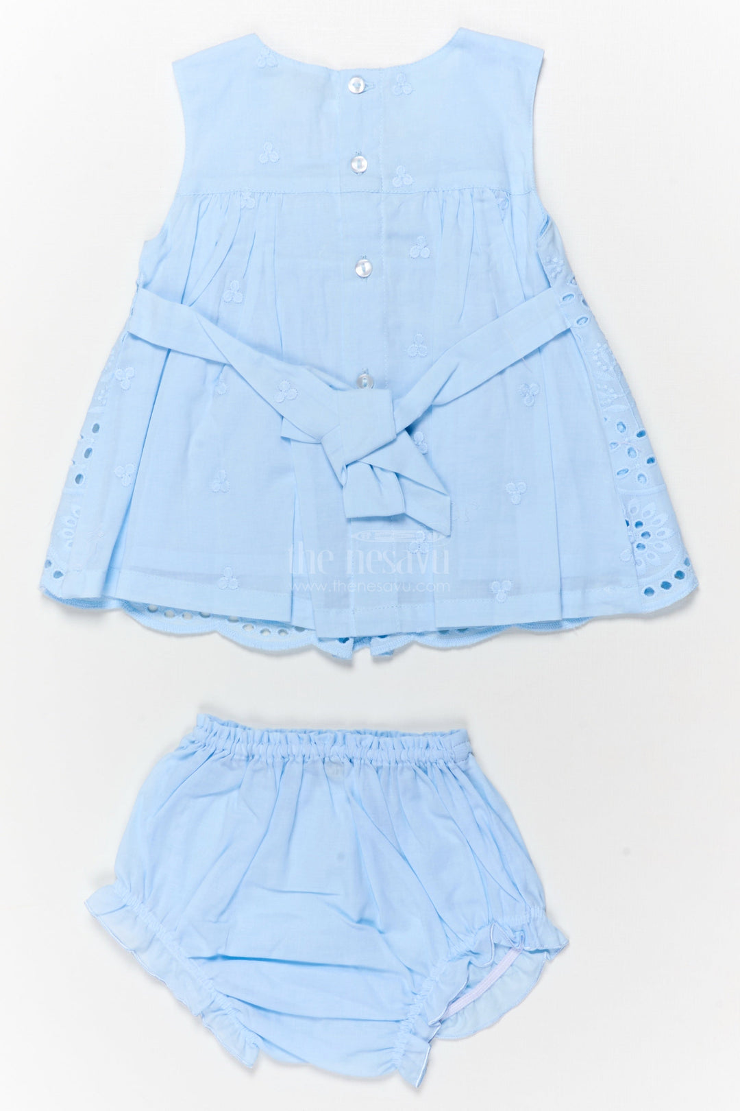 The Nesavu Baby Cotton Frocks Hakoba Embroidered Cotton Frock Set for Baby Girls with Bloomers Nesavu Nesavu baby girl hakoba frock set with embroidery and bloomers for naming day or festive wear