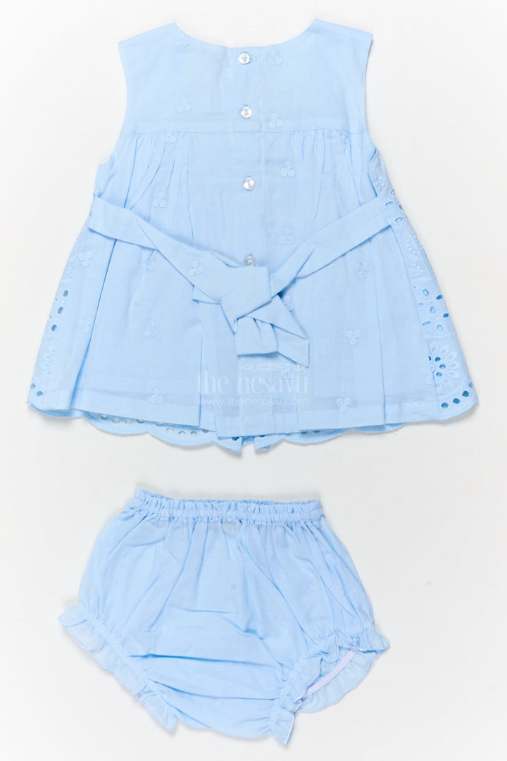 The Nesavu Baby Cotton Frocks Hakoba Embroidered Cotton Frock Set for Baby Girls with Bloomers Nesavu Nesavu baby girl hakoba frock set with embroidery and bloomers for naming day or festive wear