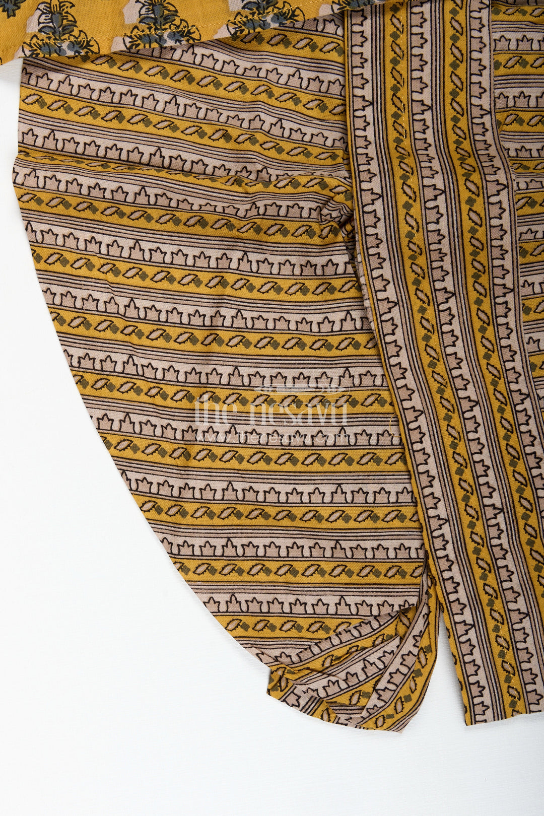 The Nesavu Boys Dothi Set Hand Block Print Kurta Set Traditional Dhoti Style for Boys Nesavu Nesavu Yellow Cotton Boys Kurta Dhoti Set Traditional Block Print Cultural Celebrations