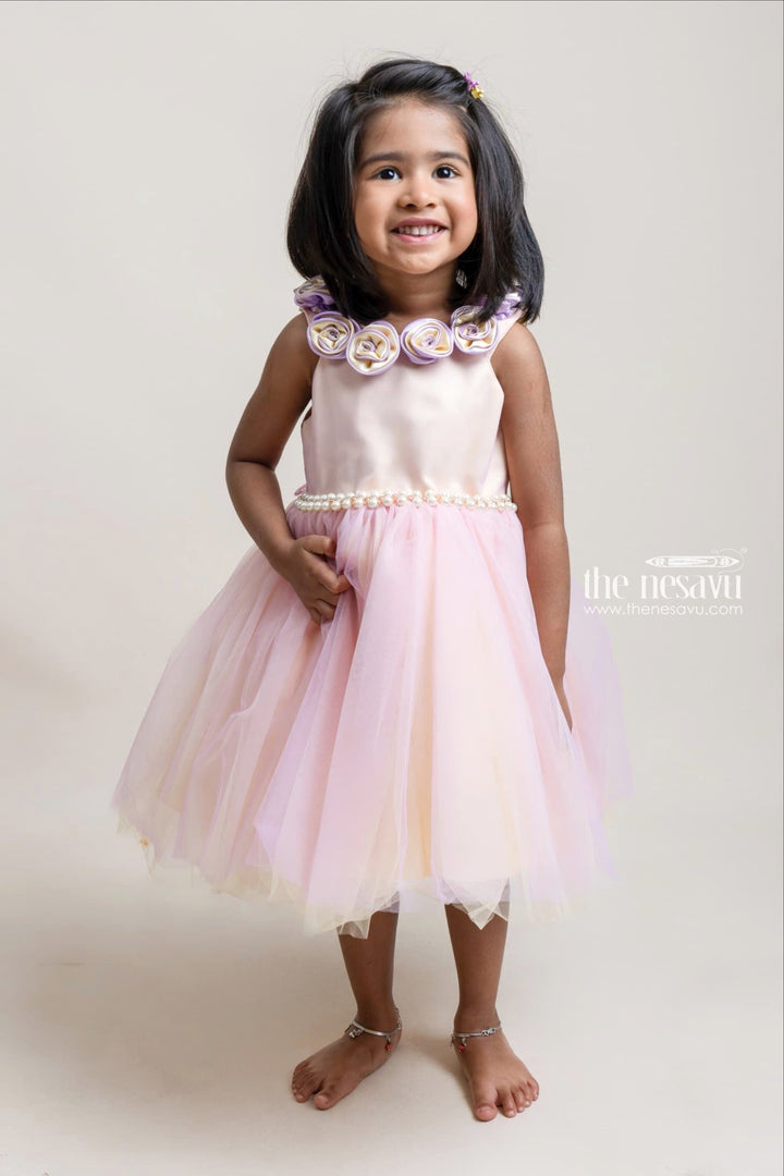 The Nesavu Girls Tutu Frock Hand-Made Flower Embellished Yellow Net Frock For Baby Girls Nesavu 16 (1Y) / Yellow PF107E-16 Party Wear Frocks For New Born Girls | New Collection | The Nesavu