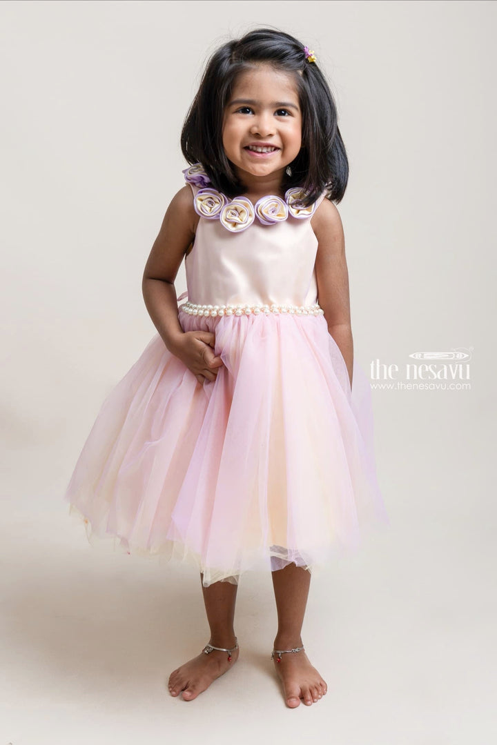 The Nesavu Girls Tutu Frock Hand-Made Flower Embellished Yellow Net Frock For Baby Girls Nesavu Party Wear Frocks For New Born Girls | New Collection | The Nesavu