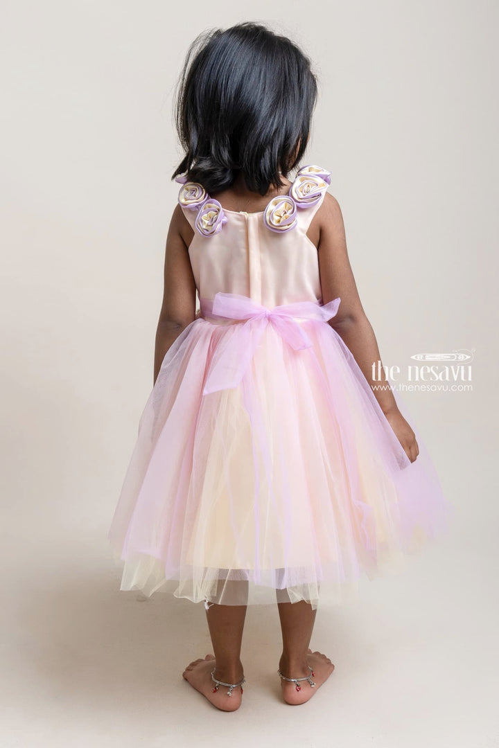 The Nesavu Girls Tutu Frock Hand-Made Flower Embellished Yellow Net Frock For Baby Girls Nesavu Party Wear Frocks For New Born Girls | New Collection | The Nesavu