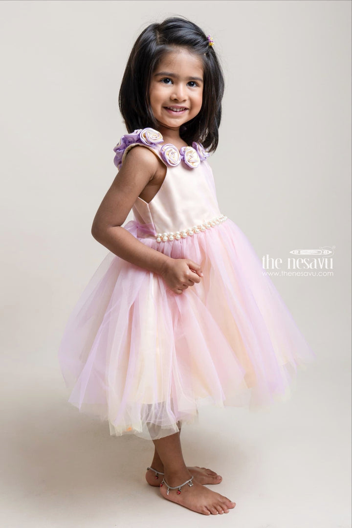 The Nesavu Girls Tutu Frock Hand-Made Flower Embellished Yellow Net Frock For Baby Girls Nesavu Party Wear Frocks For New Born Girls | New Collection | The Nesavu