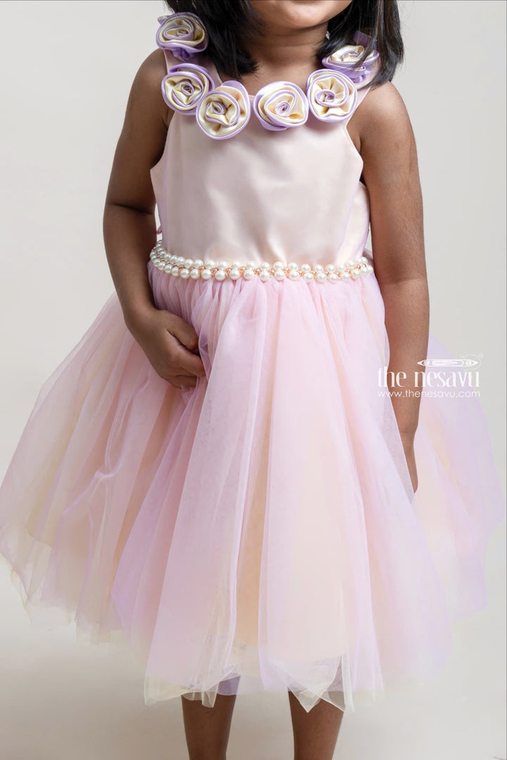 The Nesavu Girls Tutu Frock Hand-Made Flower Embellished Yellow Net Frock For Baby Girls Nesavu Party Wear Frocks For New Born Girls | New Collection | The Nesavu