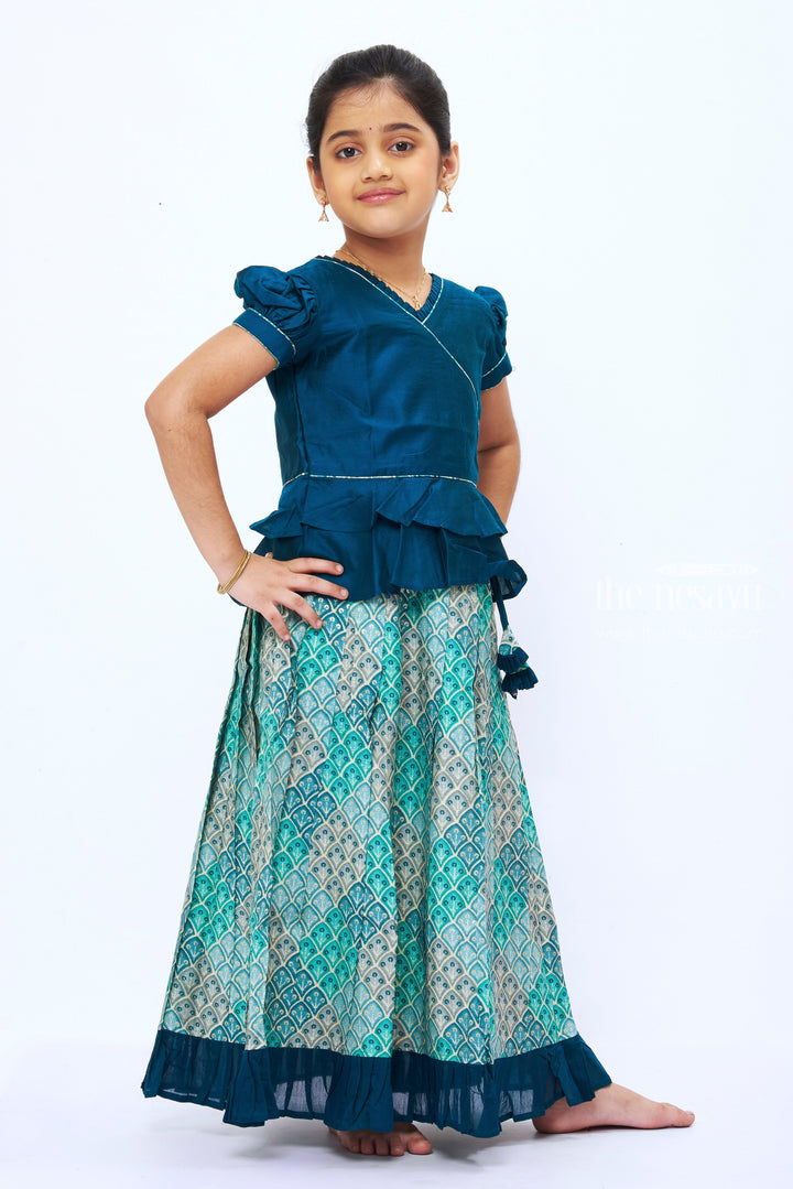 The Nesavu Pattu Pavadai Handcrafted Pattu Pavadai: Traditional Silk Outfits for Girls Nesavu Floral Printed Pattu Pavadai For Girls | New Arraivals | The Nesavu