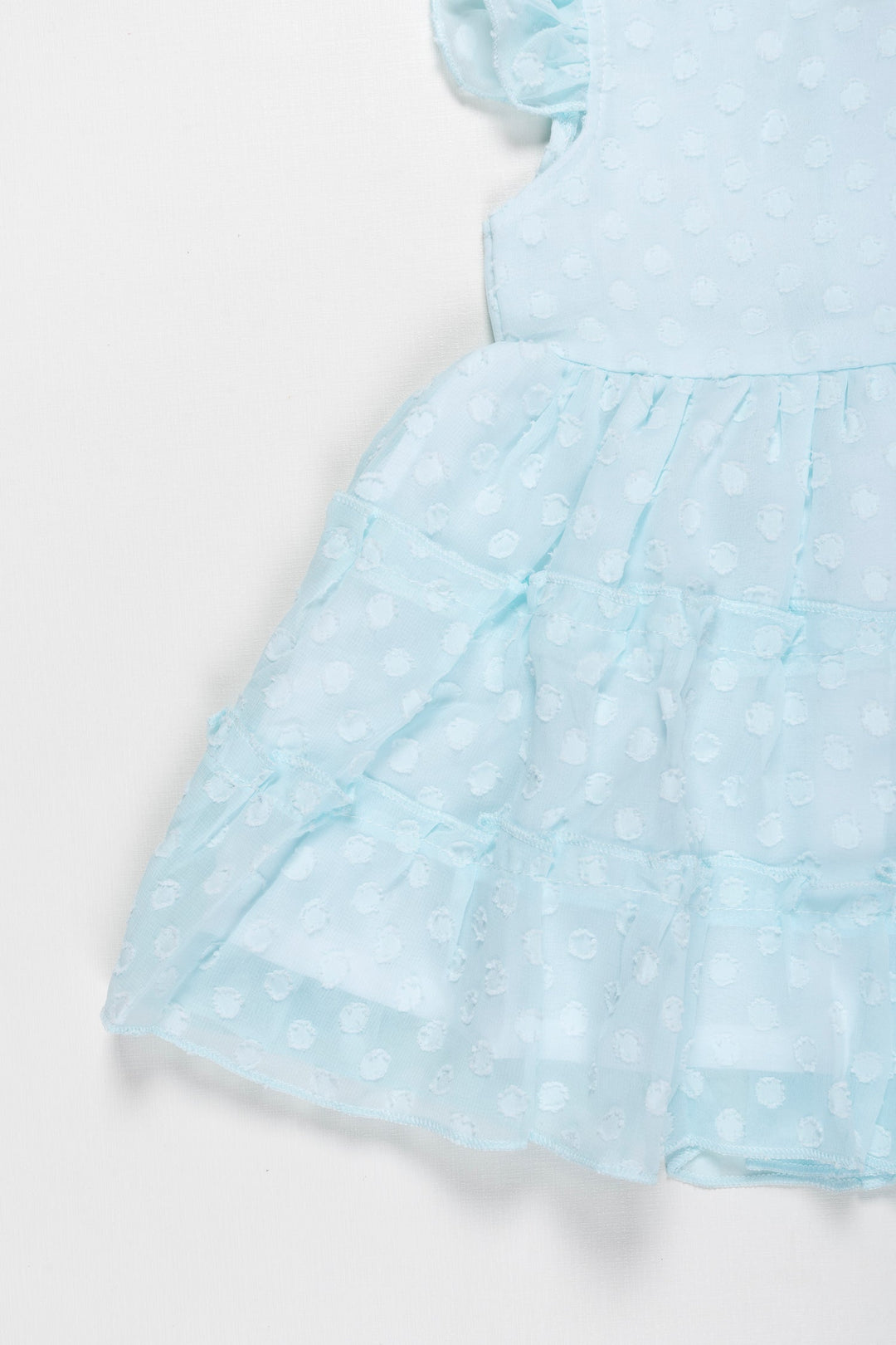 The Nesavu Baby Fancy Frock Ice Blue Angelic Polka Dot Tulle Frock for Baby Girls - Dreamy Party Outfit Nesavu Baby Girls Ice Blue Polka Dot Dress | Comfy Tulle Infant Party Wear | The Nesavu