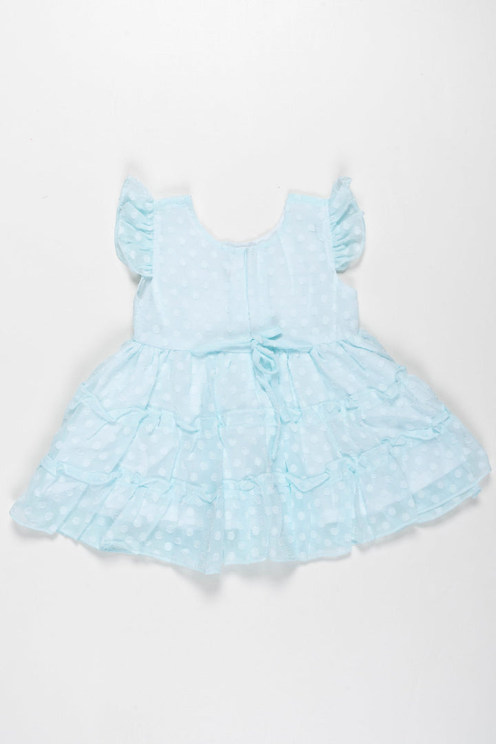 The Nesavu Baby Fancy Frock Ice Blue Angelic Polka Dot Tulle Frock for Baby Girls - Dreamy Party Outfit Nesavu Baby Girls Ice Blue Polka Dot Dress | Comfy Tulle Infant Party Wear | The Nesavu