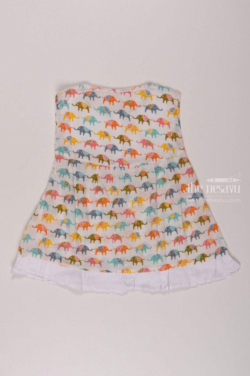 The Nesavu Baby Cotton Frocks Infant Baby Frock with Colorful Elephant Parade Print Nesavu Colorful Elephant Print Baby Frock | Comfortable Infant Dress | The Nesavu