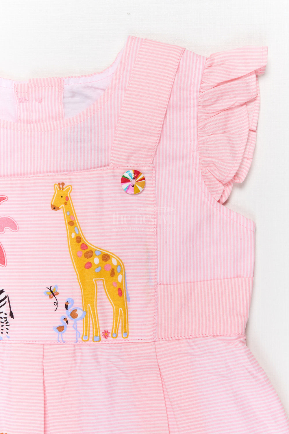 The Nesavu Baby Cotton Frocks Infant Cotton Frock with Animal Print for Casual Daywear Nesavu Nesavu infant cotton frock with matching bloomer and safari print for casual wear