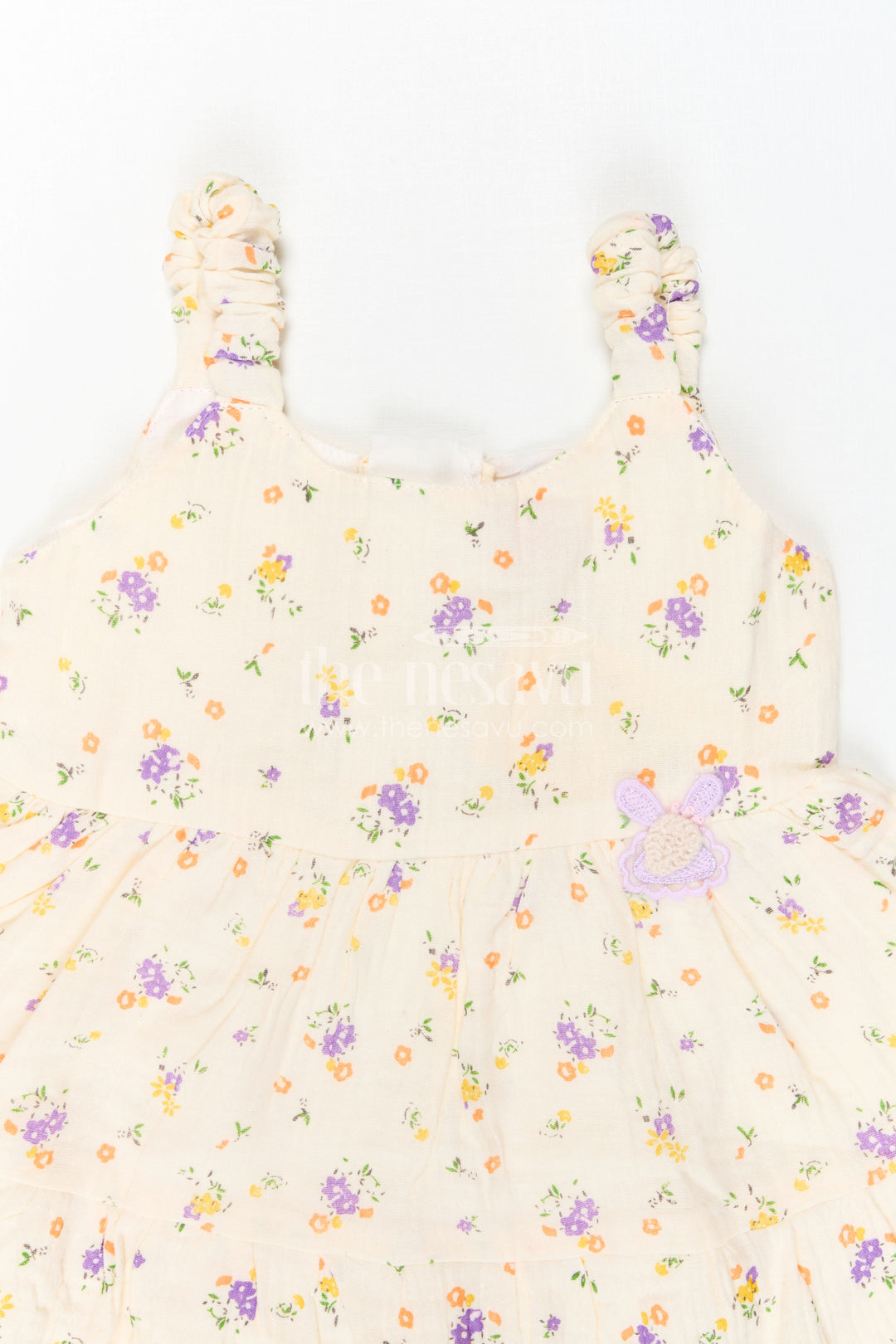 The Nesavu Baby Cotton Frocks Infant Floral Frock for Birthday Playdates Nesavu Nesavu Infant Floral Frock For Birthday Playdates With Muslin Cotton And Butterfly Detail