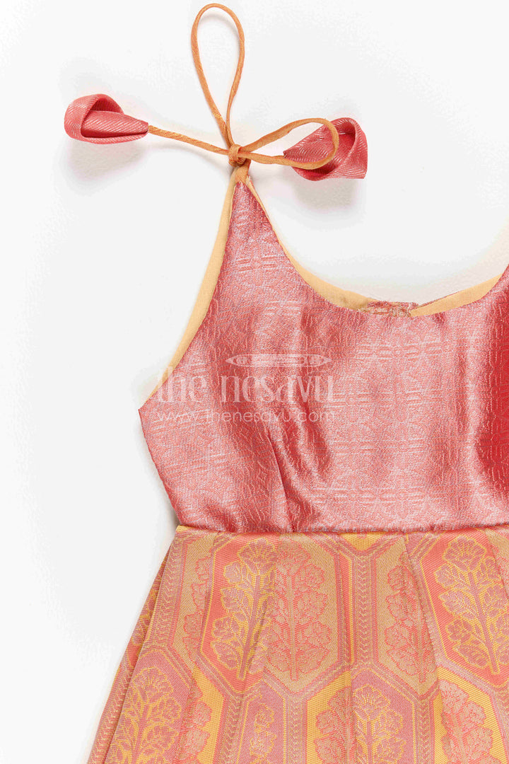 The Nesavu Girls Kanchi Silk Frock Infant Kanchi Silk Frock for Baby Shower Function Nesavu Nesavu Infant Kanchi Silk Frock For Baby Shower Function With Big Border Festive Design