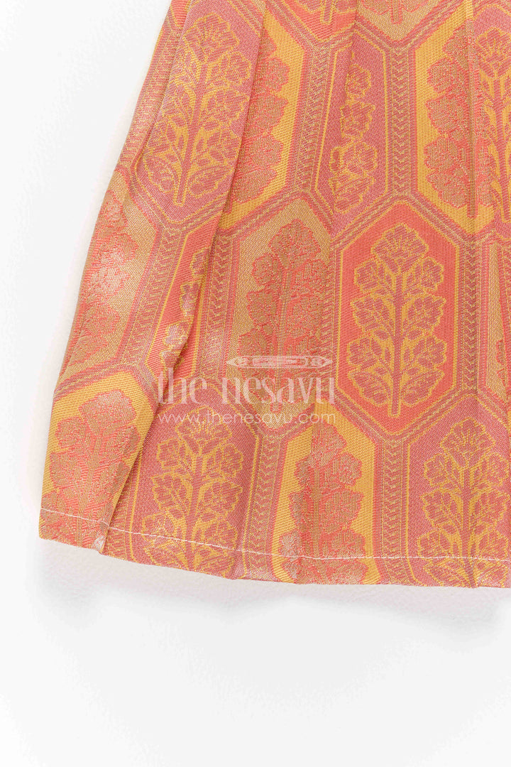 The Nesavu Girls Kanchi Silk Frock Infant Kanchi Silk Frock for Baby Shower Function Nesavu Nesavu Infant Kanchi Silk Frock For Baby Shower Function With Big Border Festive Design