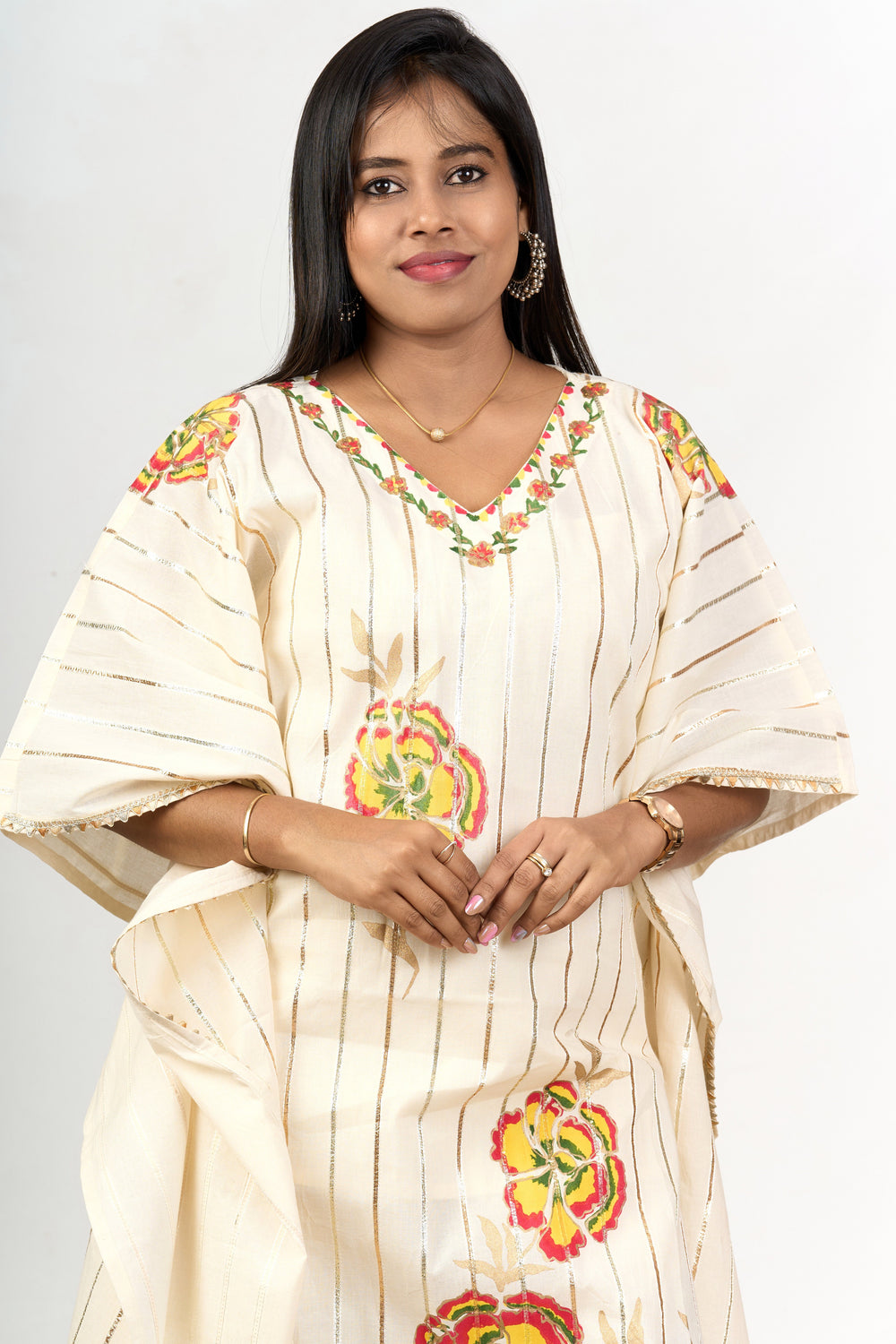 The Nesavu Womens Co-Ord Sets Ivory Co-Ord Dress Set for Women with Unique Embroidery and Timeless Appeal Nesavu Ivory Co-Ord Dress Set Women Cotton Floral Embroidery - Nesavu