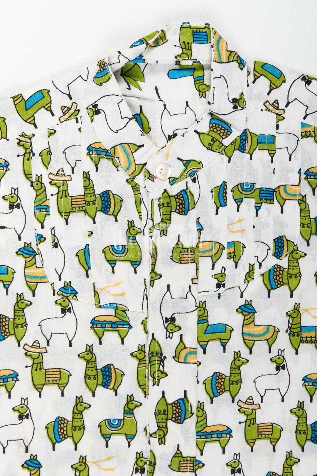 The Nesavu Boys Cotton Shirt Jungle Theme Animal Print Shirt for Boys Lightweight Summer Wear Nesavu Nesavu Cotton Summer Shirt Boys Leafy Jungle Theme Playful Green Animal Digital Print