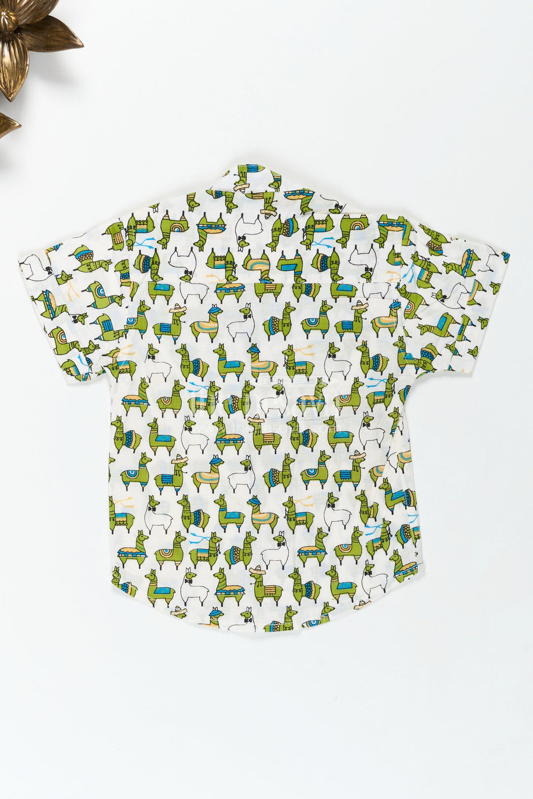 The Nesavu Boys Cotton Shirt Jungle Theme Animal Print Shirt for Boys Lightweight Summer Wear Nesavu Nesavu Cotton Summer Shirt Boys Leafy Jungle Theme Playful Green Animal Digital Print